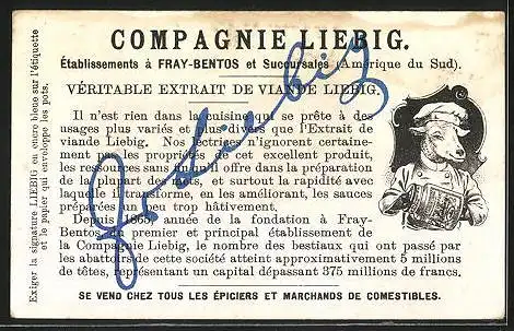 Sammelbild Liebig, Serie: Le Pain, le battage du blé au Chili
