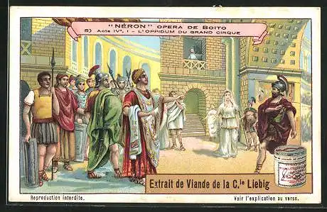 Sammelbild Liebig, Serie: Néron Opera de Boito, Bild 5, Acte IV., I, l'Oppidum du Grand Cirque