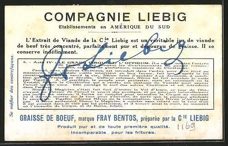 Sammelbild Liebig, Serie: Néron Opera de Boito, Bild 5, Acte IV., I, l'Oppidum du Grand Cirque