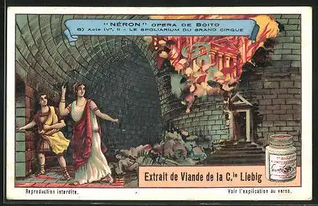 Sammelbild Liebig, Serie: Néron Opera de Boito, Bild 6, Acte IV., II, le Spoliarium du Grand Cirque