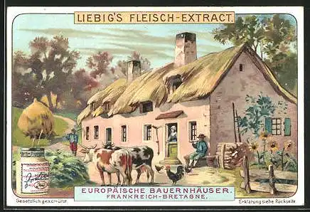 Sammelbild Liebig, Europäische Bauernhäuser, Frankreich-Bretagne