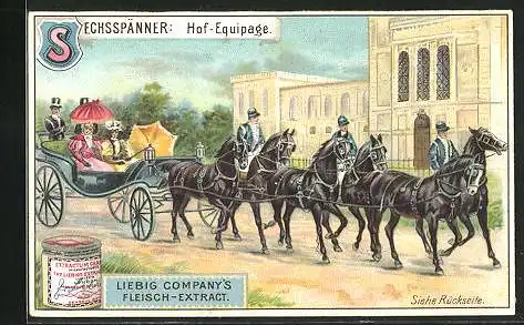 Sammelbild Liebig, Sechsspänner, Hof-Equipage