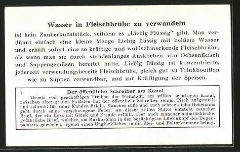 Sammelbild Liebig, Serie: Aus Venedigs Vergangenheit, Bild 1, der öffentliche Schreiber am Kanal