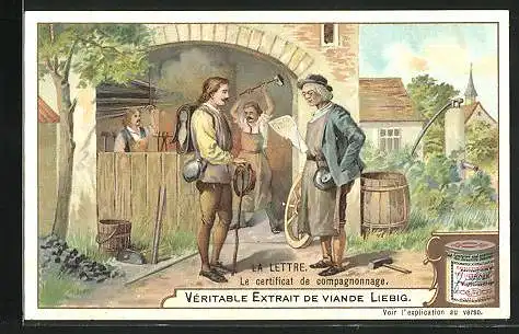 Sammelbild Liebig, Serie: La Lettre, le certificat de compagnonnage
