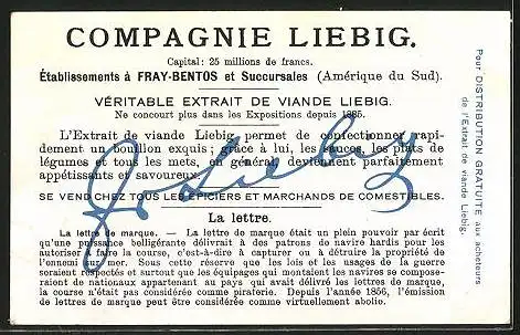 Sammelbild Liebig, Serie: La Lettre, la lettre de marque