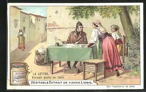 Sammelbild Liebig, Serie: La Lettre, Ecrivain public en Italie