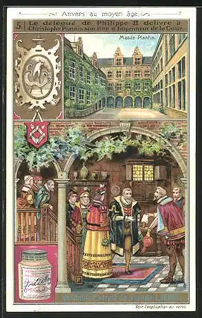 Sammelbild Liebig, Anvers au moyen age, Le délégué de Philippe II
