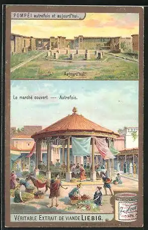 Sammelbild Liebig, Pompéi autrefois et aujourd`hui, Le Marché