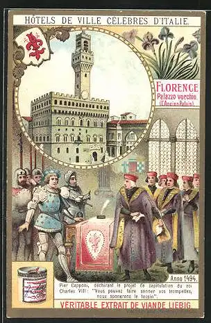 Sammelbild Liebig, Hotels de ville célèbres d`Italie, Florence, Palazzo vecchio