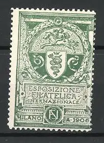 Reklamemarke Milano, Esposizione Filatelica Internazionale 1906, Reiter und Stadtwappen