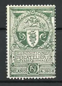 Reklamemarke Milano, Esposizione Filatelica Internazionale 1906, Reiter und Stadtwappen