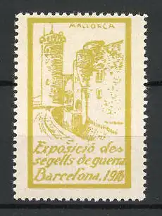 Künstler-Reklamemarke Tubau, Barcelona, Exposicio des Segells de guerra 1916, Burg auf Mallorca