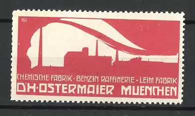 Reklamemarke Leim- und Chemische Fabrik Dr.H. Ostermaier, München, Stadt-Silhouette