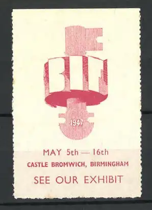 Reklamemarke Birmingham, Exhibit 1947, Firmenlogo