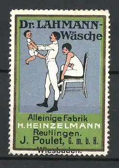 Reklamemarke Dr. Lahmann-Wäsche, Fabrik H. Heinzelmann, Reutlingen, Familie in Unterwäsche