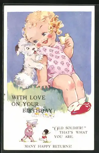 AK With Love on your Birthday!, Geburtstagskind mit Hund