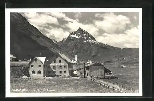 AK Galtür, Gasthof Alpenrose im Sonnenschein