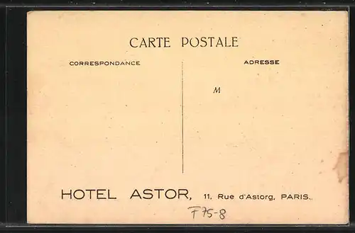AK Paris, Hotel Astor, 11, Rue d`Astorg
