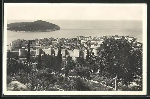 AK Dubrovnik-Lokrum, Ortsansicht aus der Vogelschau