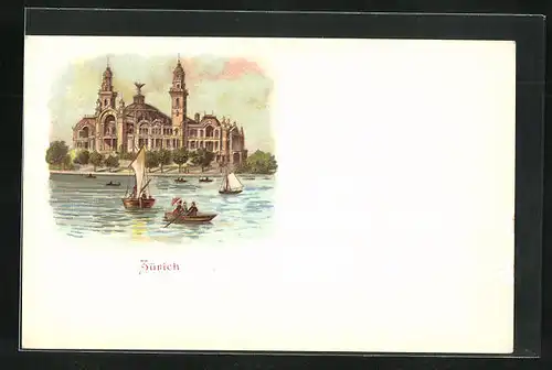 Lithographie Zürich, Blick zur alten Tonhalle