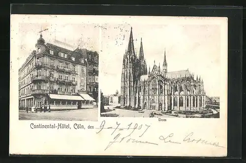 AK Köln, Hotel Continental und Dom