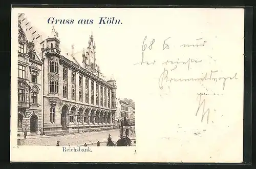 AK Köln, Strassenpartie mit Reichsbank