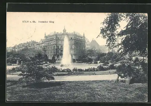 AK Köln-Neustadt, Deutscher Ring mit Brunnen