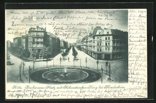 AK Köln-Neustadt, Barbarossa-Platz mit Hohenstaufen-Ring bei Mondschein