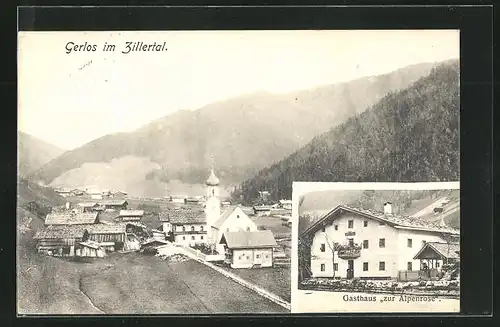 AK Gerlos im Zillertal, Gasthaus zur Alpenrose, Teilansicht