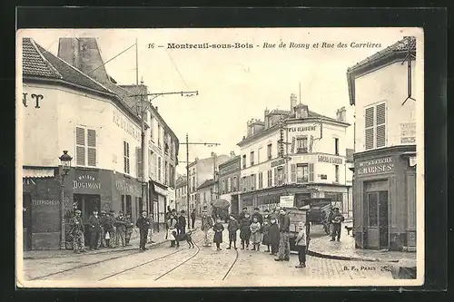AK Montreuil-sous-Bois, Rue de Rosny et Rue des Carrières
