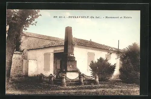 AK Puyravault, Monument et Mairie