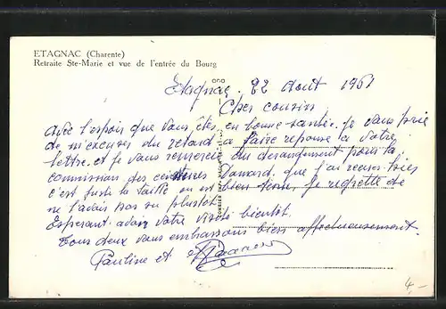 AK Etagnac, Retraite Ste-Marie et vue de l`entrée du Bourg