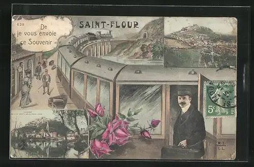 AK Saint-Flour, Panorama, La Gare