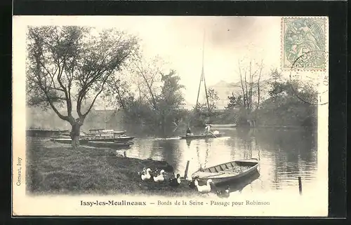 AK Issy-les-Moulineaux, Bords de la Seine, Passage pour Robinson