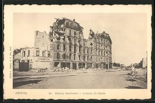 AK Neuilly, Avenue du Roule, Bombardé