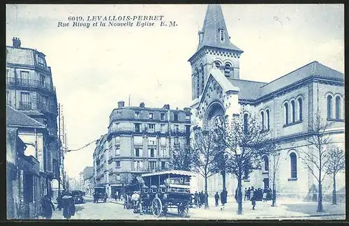 AK Levallois-Perret, Rue Rivay et la Nouvelle Église