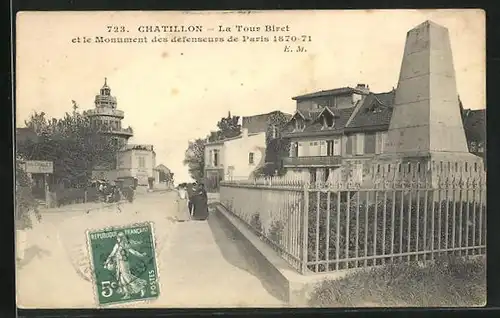 AK Chatillon, La Tour Biret et le Monument des Defenseurs de Paris 1870-71