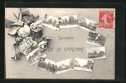 AK La Garenne, Les impressions de la ville, les fleurs, Souvenir de la Garenne