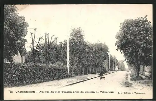 AK Vaucresson, Avenue du Clos Toutain prise du Chemin de Villepreux