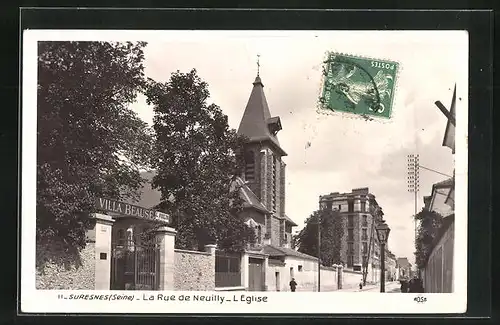 AK Suresnes, La Rue de Neuilly, L`Église