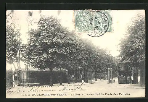 AK Boulogne-sur-Seine, La Porte d`Auteuil et la Porte des Princes