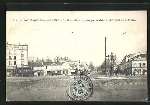 AK Boulogne-sur-Seine, La Grande Rue, vue prise du Rond-Point de la Rheine