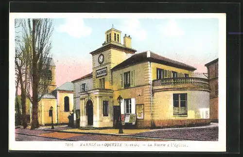 AK Marnes-la-Coquette, La Mairie & l`eglise