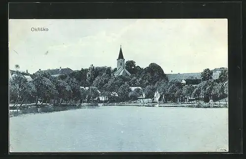 AK Okrisko, Wasserpartie mit Blick auf die Kirche