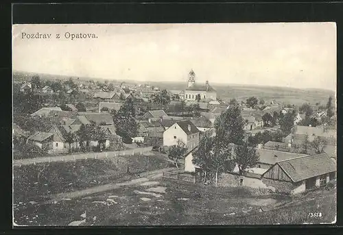 AK Opatov, Blick auf die Ortschaft mit Kirche