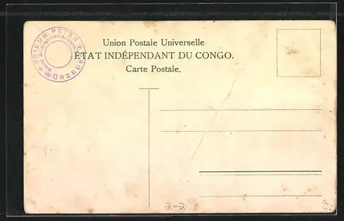 AK Briefmarken und Wappen des Kongo