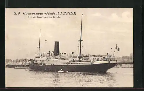 AK Passagierschiff S. S. Gouverneur-Général Lépine erreicht den Hafen