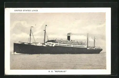 AK Passagierschiff S. S. Republic in voller Fahrt, United States Lines
