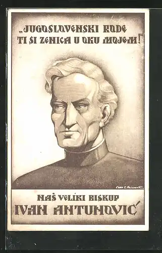 Künstler-AK Biskup Ivan Antunovic im Portrait