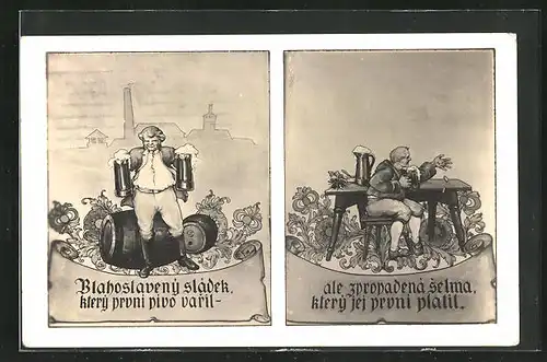 AK Prag / Praha, St.Thomas - Keller, Pivovar u sv. Tomase, Szenen Mann mit Bier